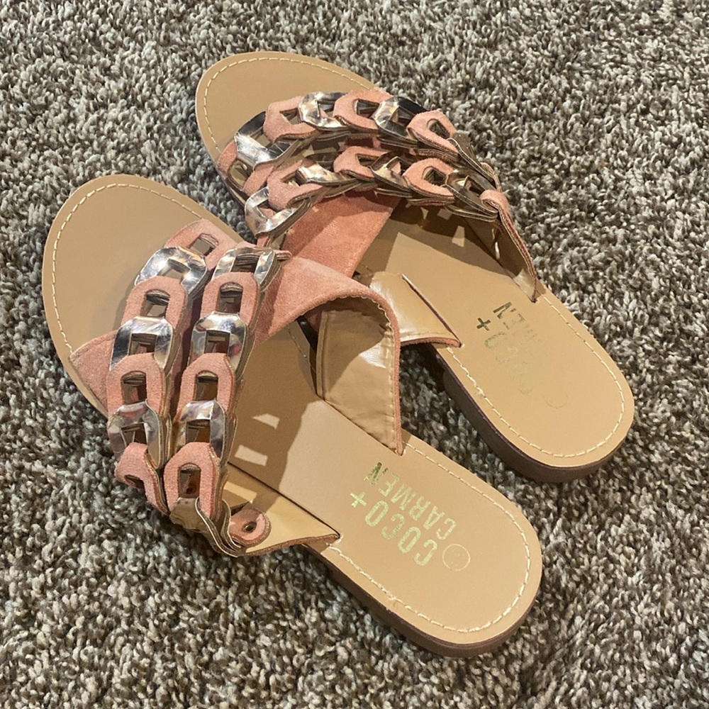 Coco + Carmen Coral and gold sandals size 39